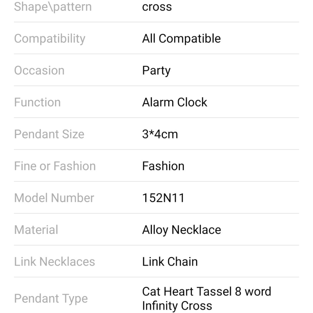 2021 word Infinity Tassel Cross Pendant Silver Col - Picture 3 of 6